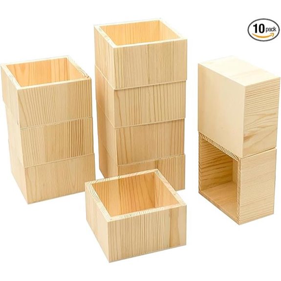 Cregugua 10 Pack 4-Inch Wooden Craft Boxes