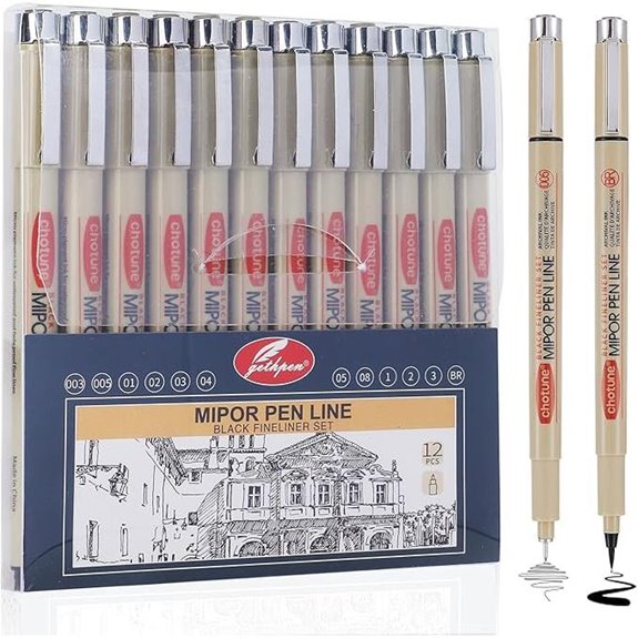 Micro Fineliner Art Pens - 12 Waterproof Ink Markers