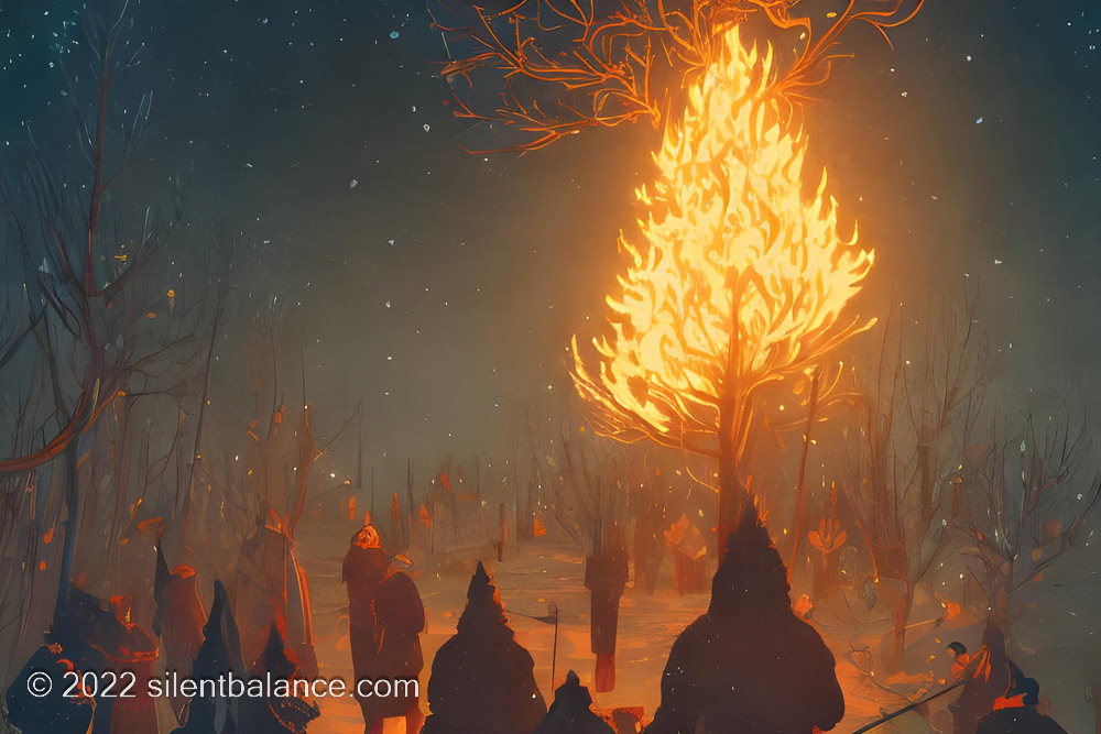 Yule Tree burning log