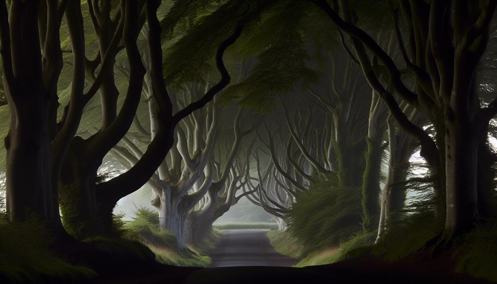 ancient road lined trees