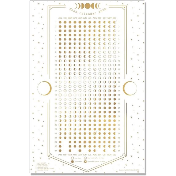 Moon Calendar 2026 Wall Poster Lunar Phases & Eclipses