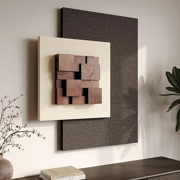 3D Wood Textured Neutral Abstract Wall Art