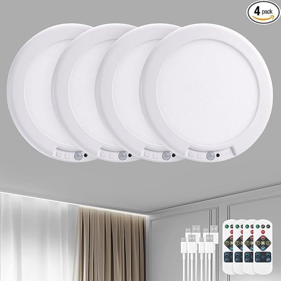Bojim 4 Pack Rechargeable Motion Sensor Ceiling Lights