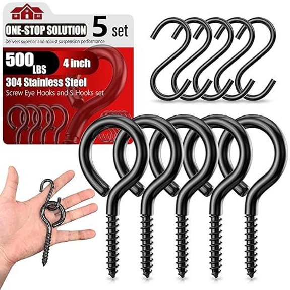 Sprookber 500LBS Stainless Steel Eye Hooks & S-Hooks