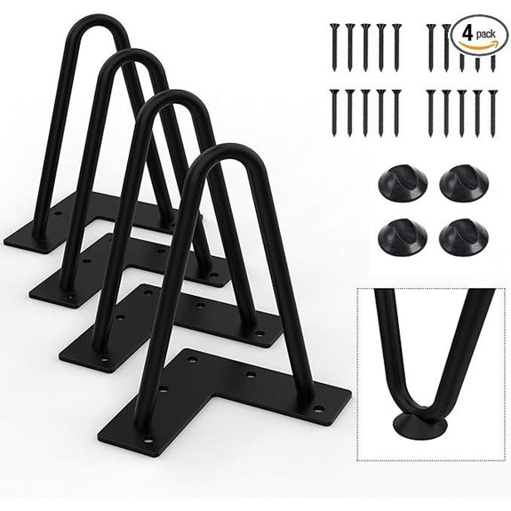 Orgerphy 6” Black Hairpin Furniture Legs (4-Pack)