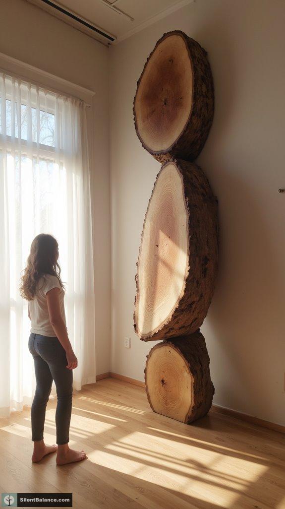 abstract wood slice sculptures