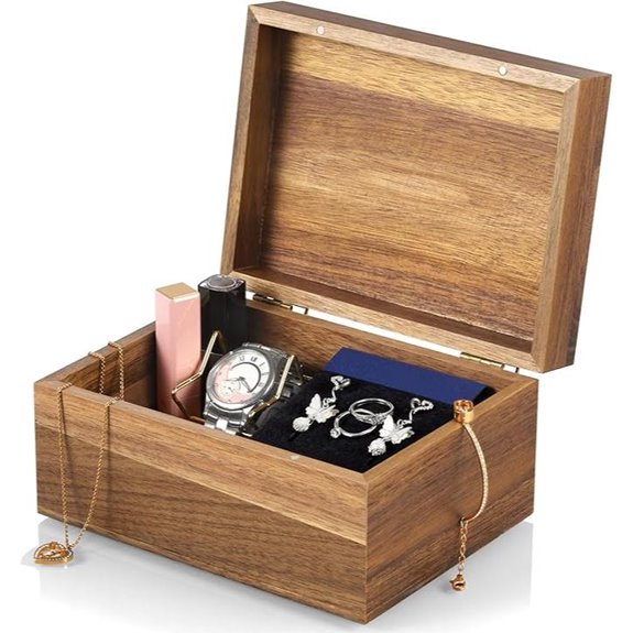 DRASTAR Acacia Wood Keepsake Box Small Jewelry Storage