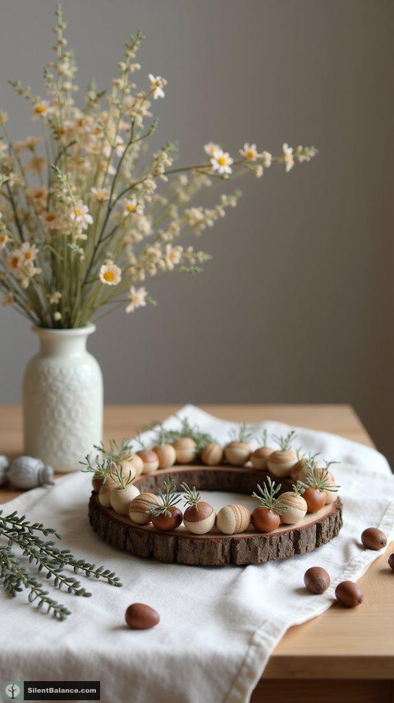 acorns and dried flowers