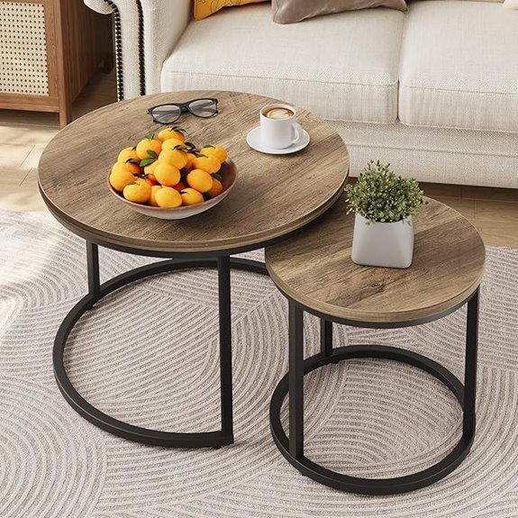Nesting Coffee Table Set with Adjustable Non-Slip Feet