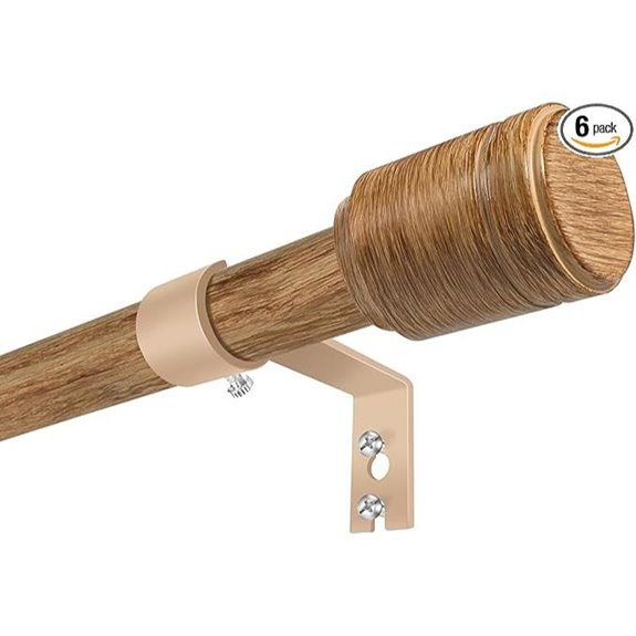 Adjustable Wood Grain Curtain Rods for Windows