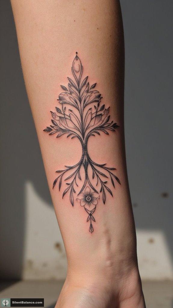 ancestral tree floral tattoos