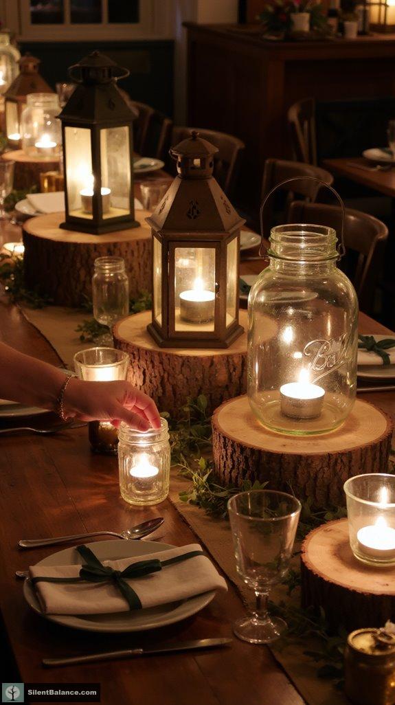 antique lanterns enhance decor