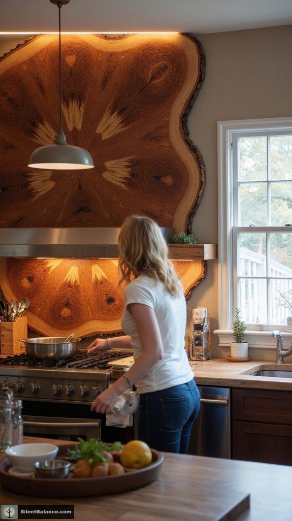 artful wood slice backsplashes