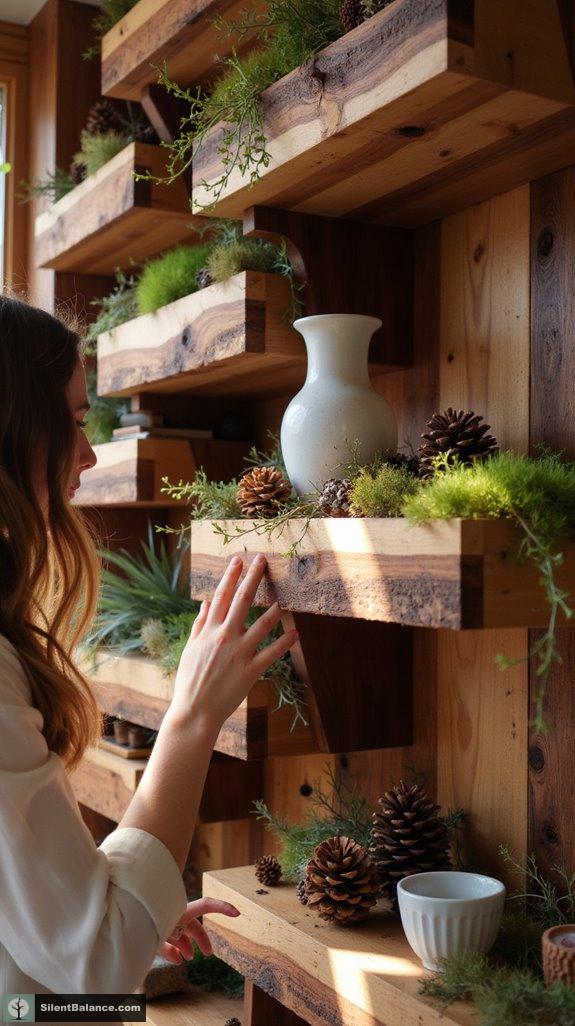 artistic layered wood shelves
