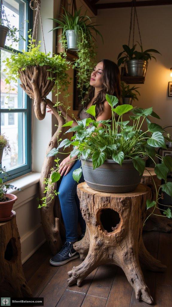 artistic root plant holders