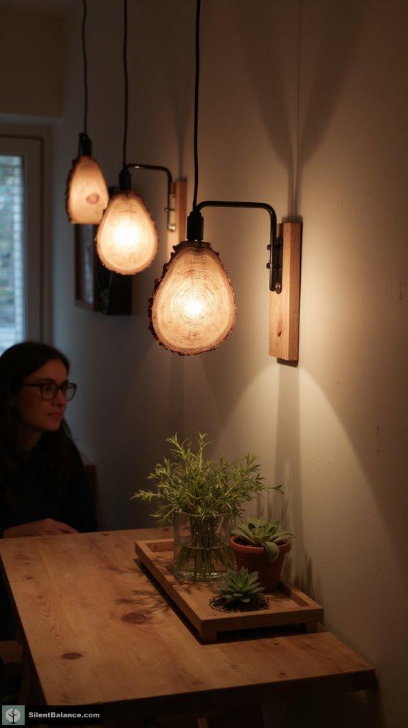 artistic wood slice lighting