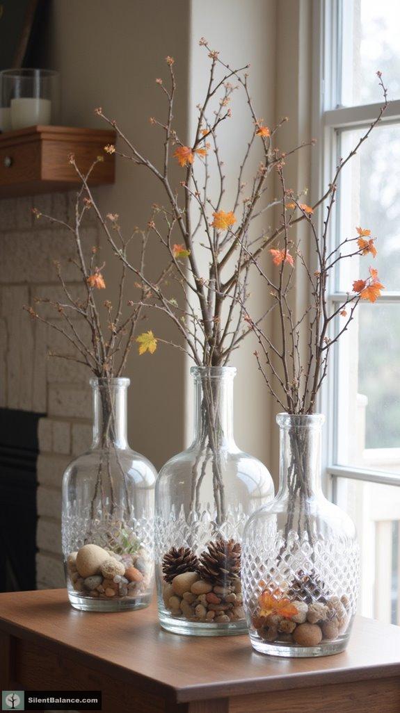asymmetrical twigs in glass