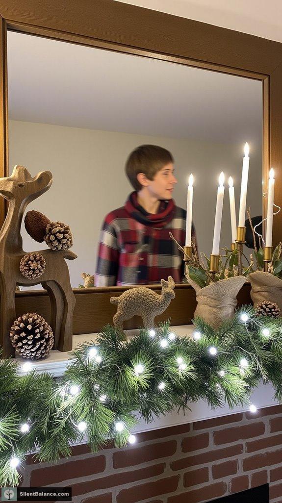 balanced mantel decor arrangement