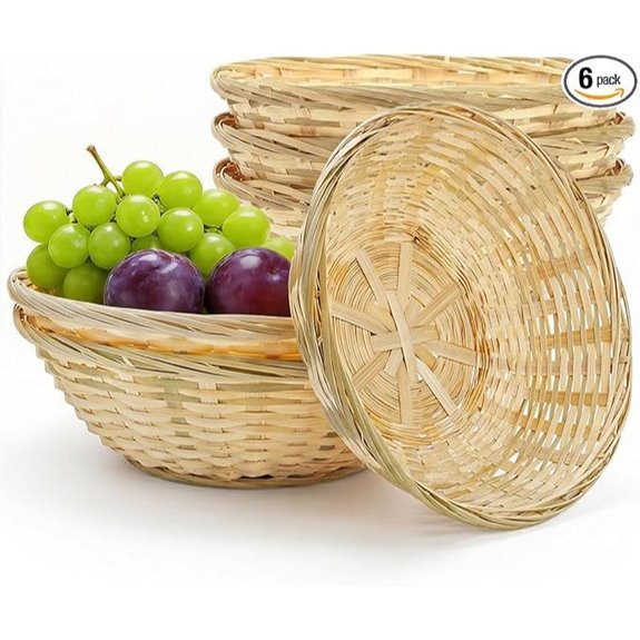 ZAVOOS 6 Pack Bamboo Bread Baskets for Storage