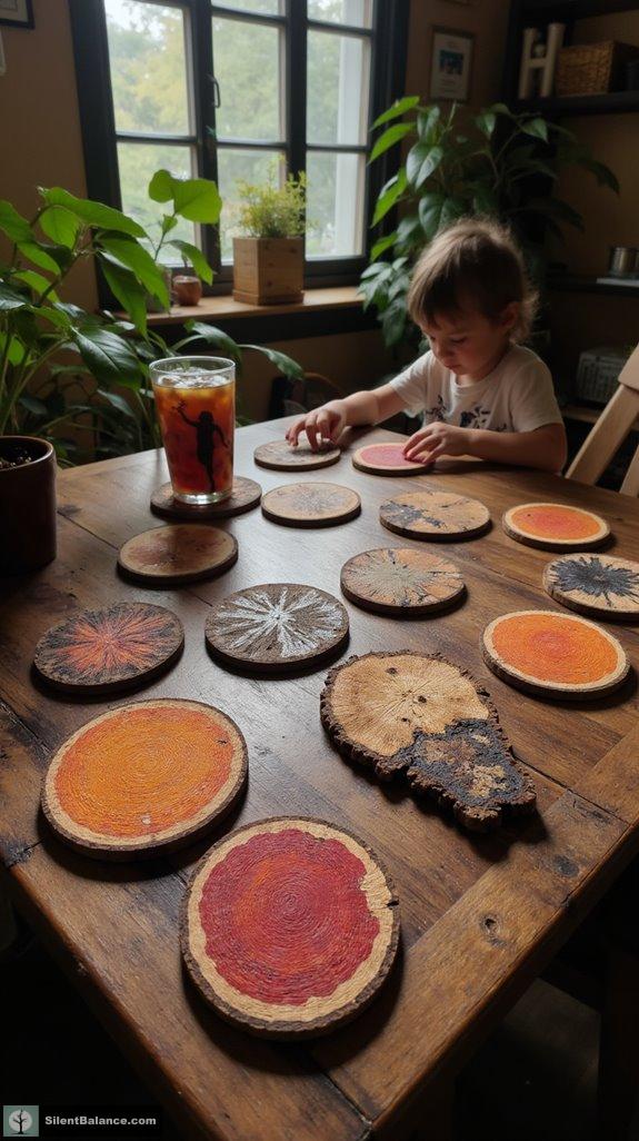 bark texture artistic coasters