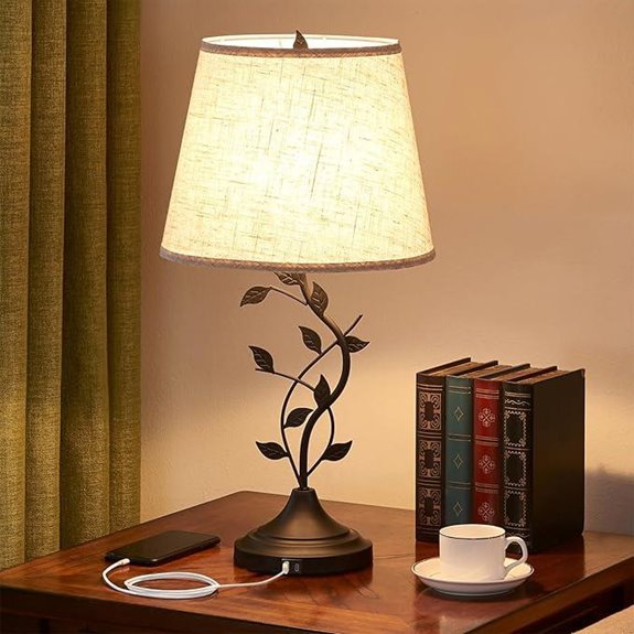 Kakanuo Bedside Table Lamp with USB Charging Ports