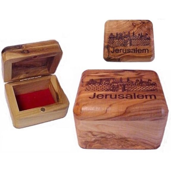 Bethlehem Olive Wood Box with Jerusalem View