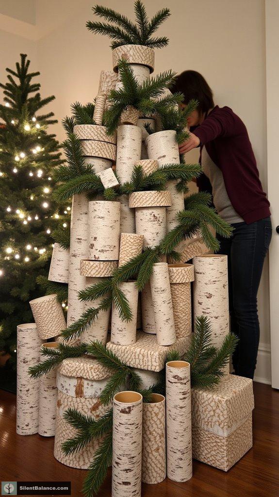 birch bark gift presentation stack
