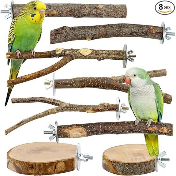 8 pcs Bird Perch Set with Apple Wood & Branches