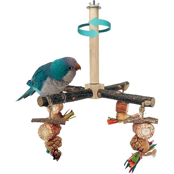 Rotating Bird Perch with Chew Toys for Small Birds