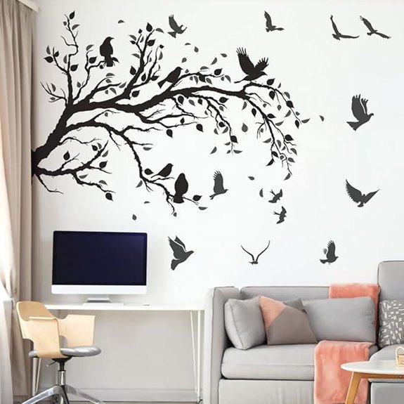 Birds and Branch Wall Decal - Removable Vinyl Art