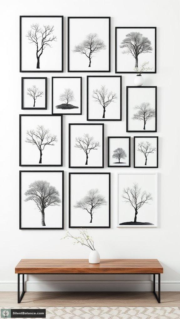 black and white tree art