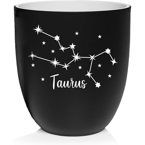 MIP Black Ceramic Taurus Zodiac Plant Pot