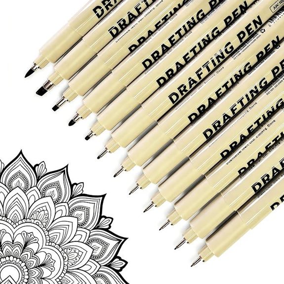 EBOT Fine Liner Drawing Pens Black Waterproof (12 Pack)