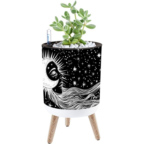 Boho Moon Sun Self-Watering Plant Pot with Stand