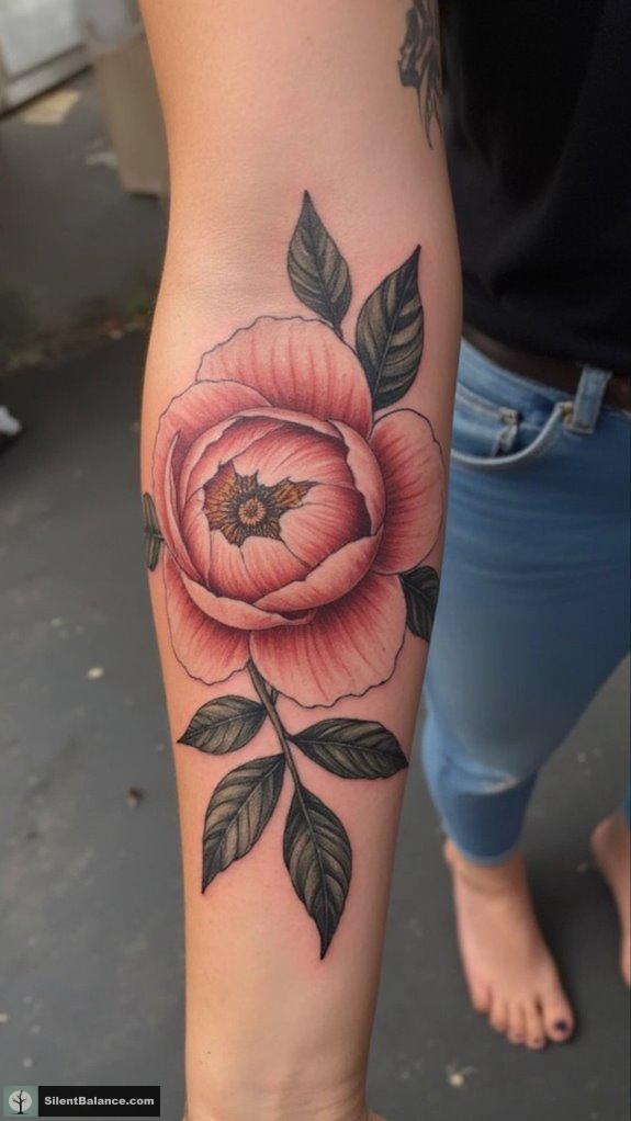 bold artistic peony tattoos