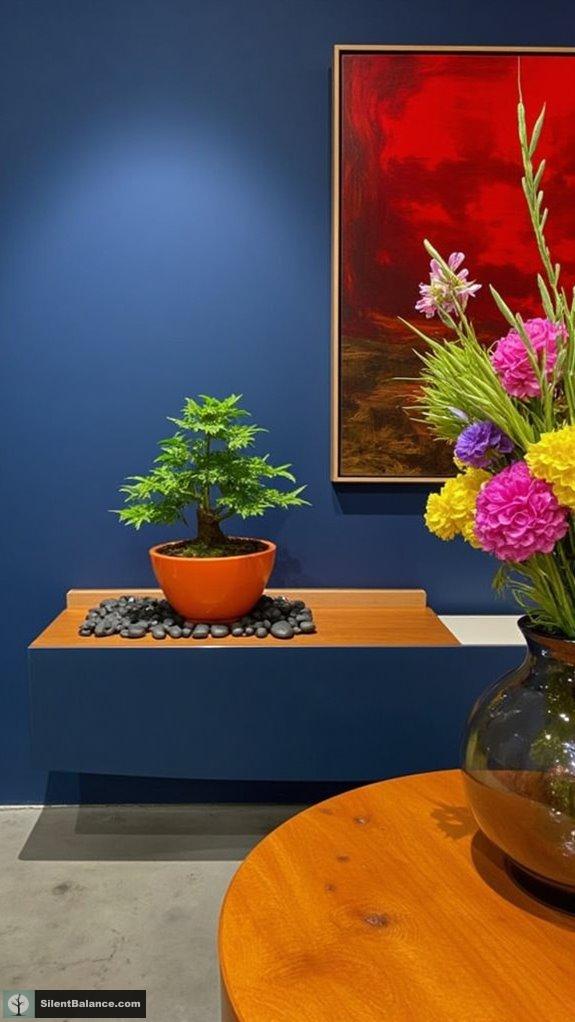 bold colorful bonsai displays