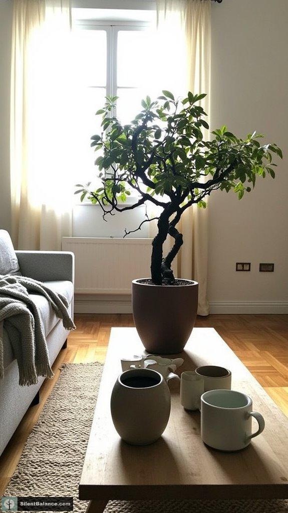 bonsai accents enhance decor