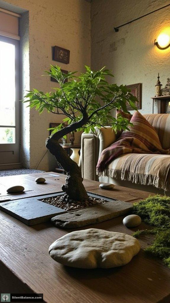 bonsai care with stones