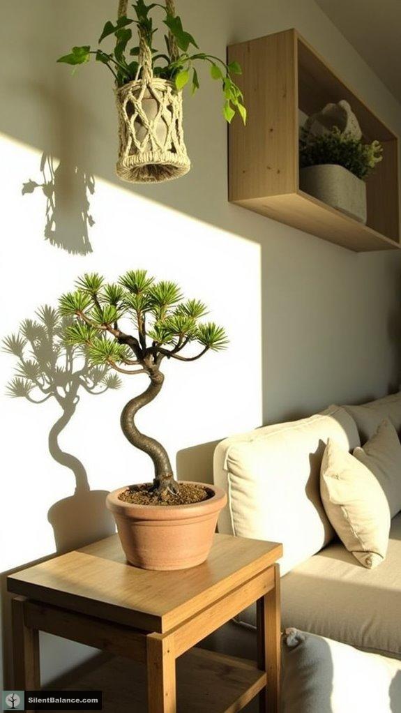 bonsai display in spaces