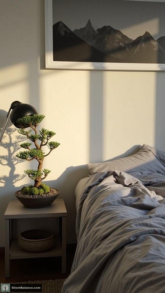 bonsai enhances bedroom serenity
