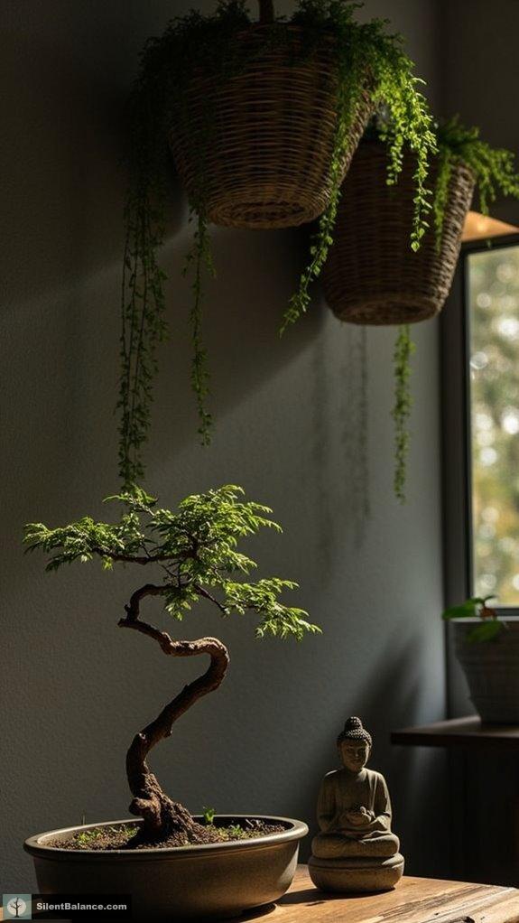 bonsai garden with buddha