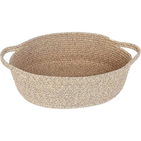 Brown Woven Basket with Handles for Storage