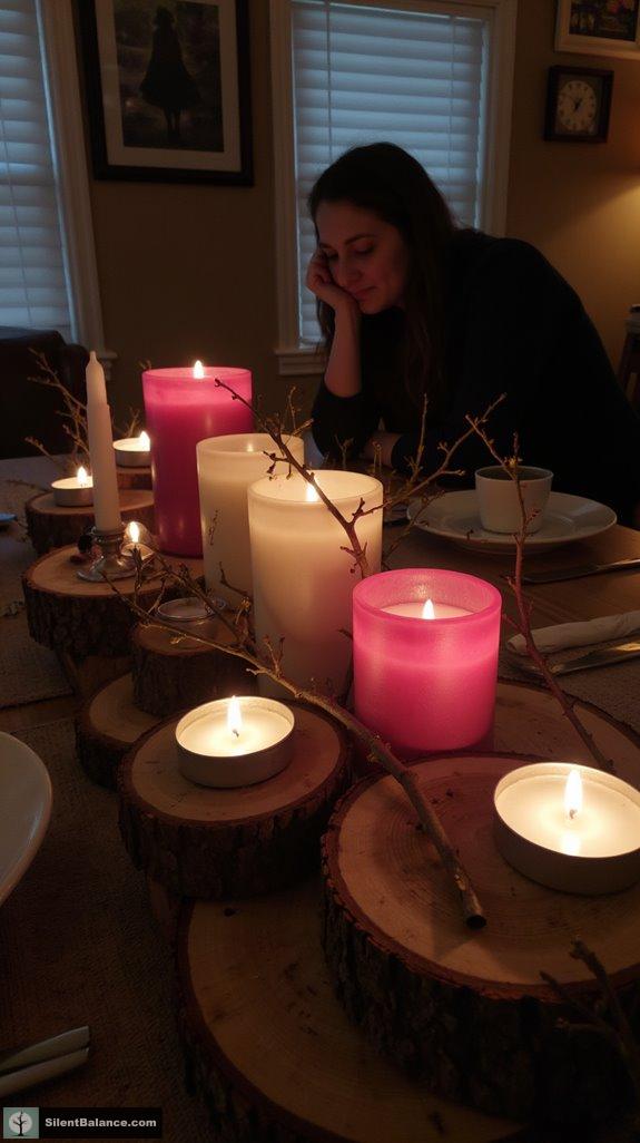 candlelit cozy wood arrangements