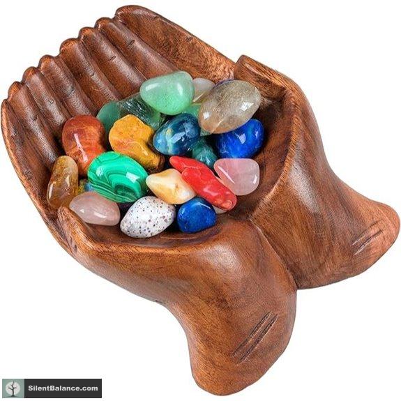 Carved Hands Crystal Display Bowl for Stones