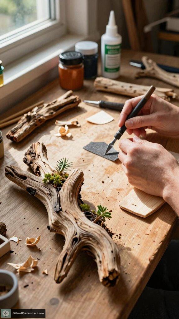 carved natural root symbols