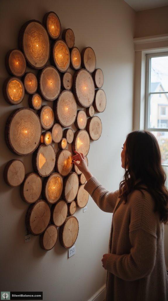 cascading wood slice art