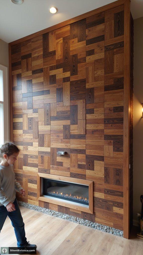 cedar mosaic wall installation