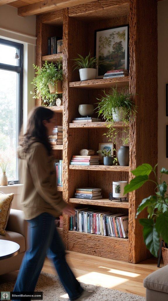 cedar shelving creates warmth