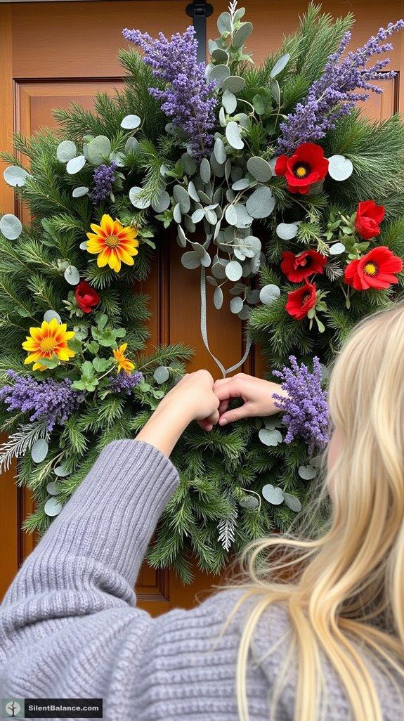 cedar wreaths with dried flowers
