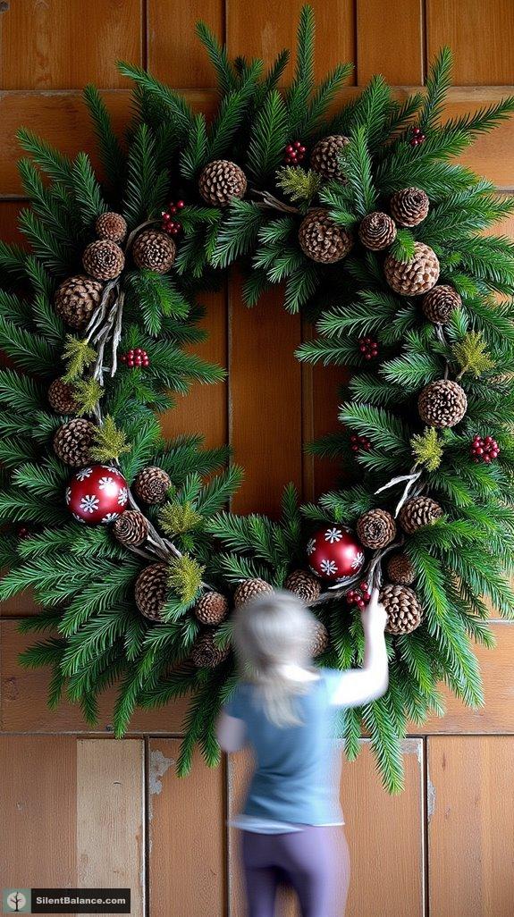 cedar wreaths with pinecones